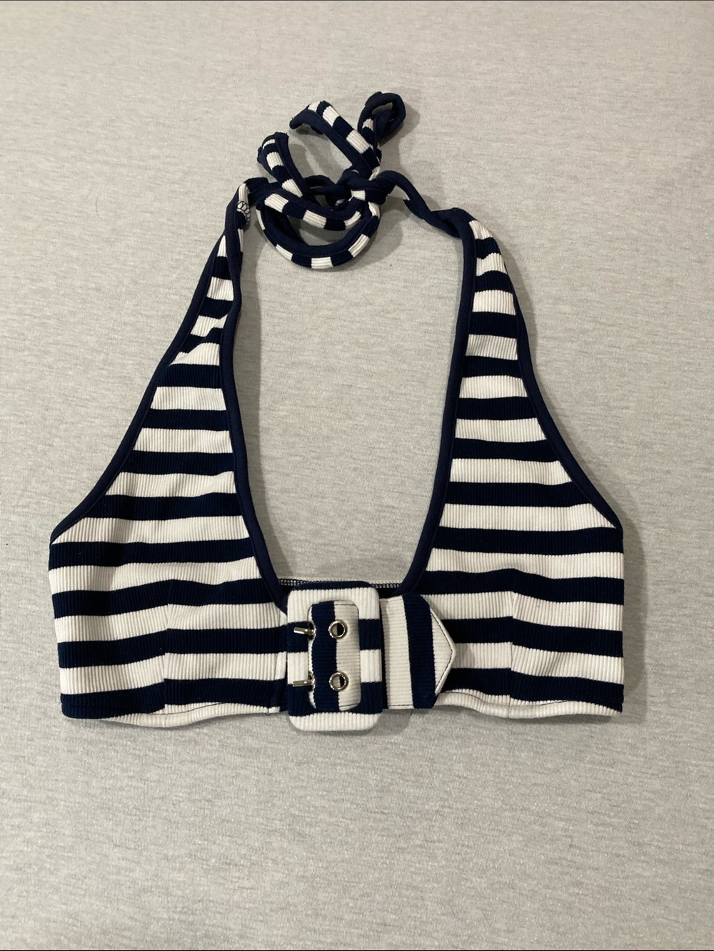 Edgebyks Striped Halter Bikini Top in Navy and White sz XS